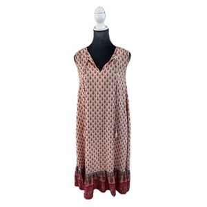 BeachLunchLounge Pink Paisley Midi Sundress with Tassle Tie. Size S.